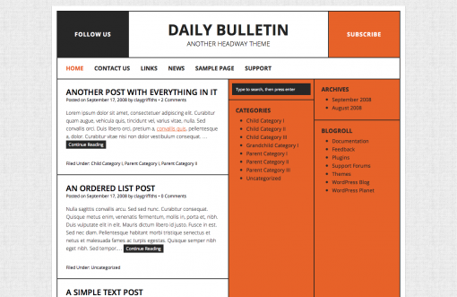 The Daily Bulletin child theme for Headway