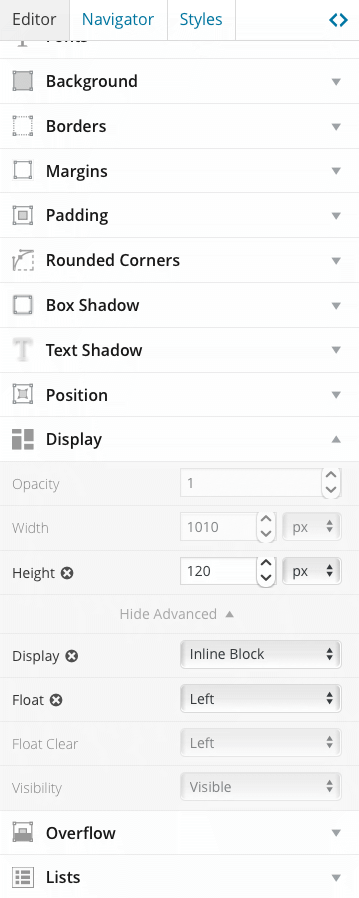 Headway Themes – display float options