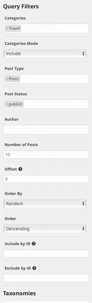 Headway Themes – query filters