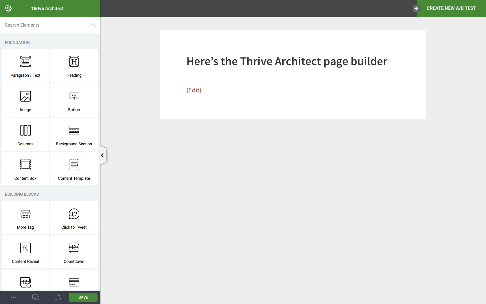 Thrive Architect review – UI screenshot