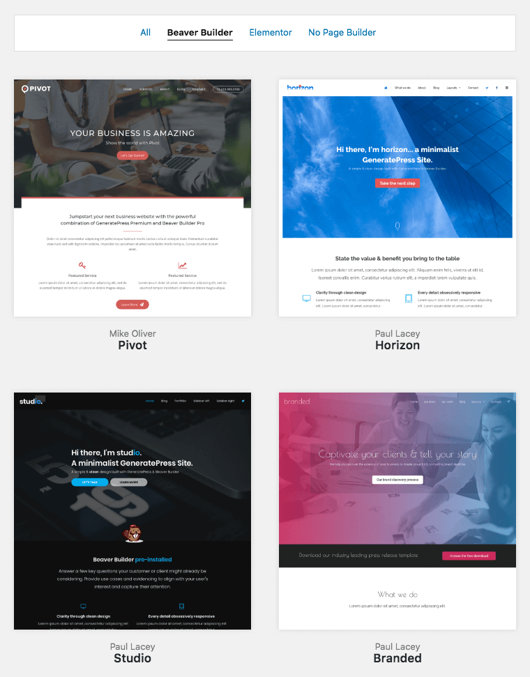 GeneratePress Review – Site Library – Beaver Builder templates